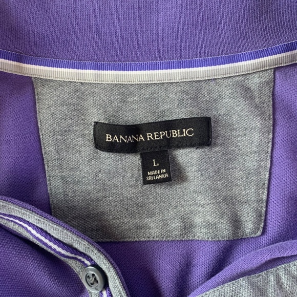 Banana Republic Men size large Purple Polo Solid Short Sleeve Embroidered Logo - Picture 3 of 6